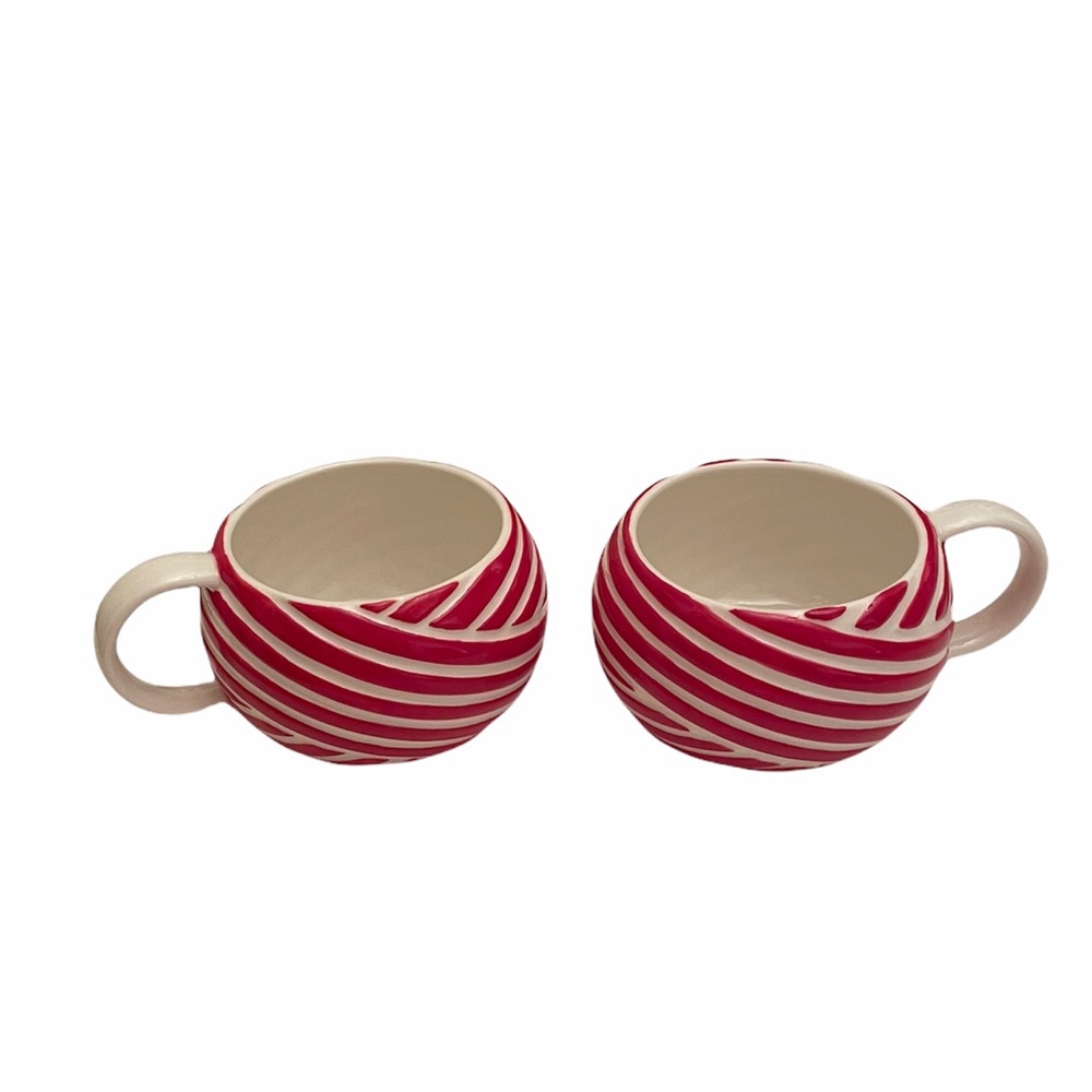 Starbucks set of two ceramic mugs red and white